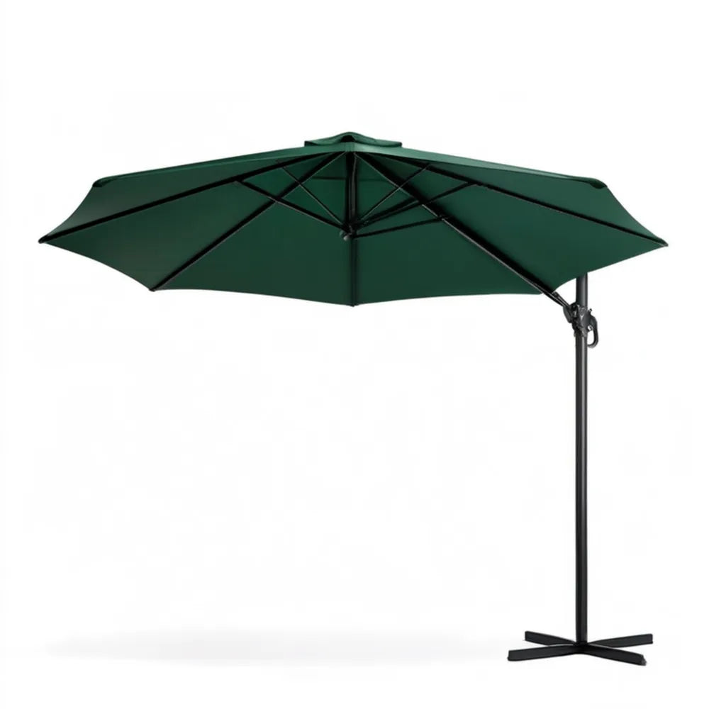 Boczny parasol z wysięgnikiem ciemnozielony/czarny, ośmiokątny Ø 300 cm, wysokość 245 cm