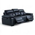 Czarna sofa 3-osobowa z manualną funkcją relaksu, tapicerka PU, 210 x 95 x 100 cm