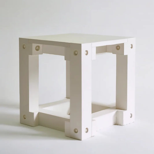 Biały kwadratowy stolik kawowy z płyty MDF 40 x 40 x 40 cm