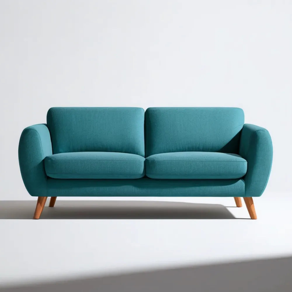 Turkusowa sofa dwuosobowa z tapicerką poliestrową, 160 × 85 × 85 cm