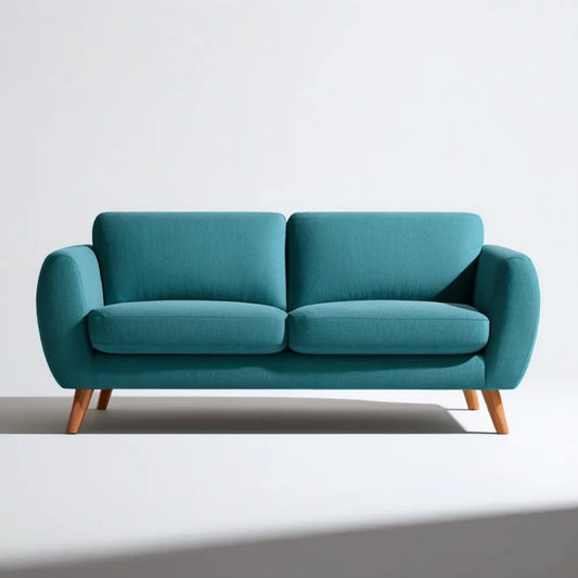 Turkusowa sofa dwuosobowa z tapicerką poliestrową, 160 × 85 × 85 cm