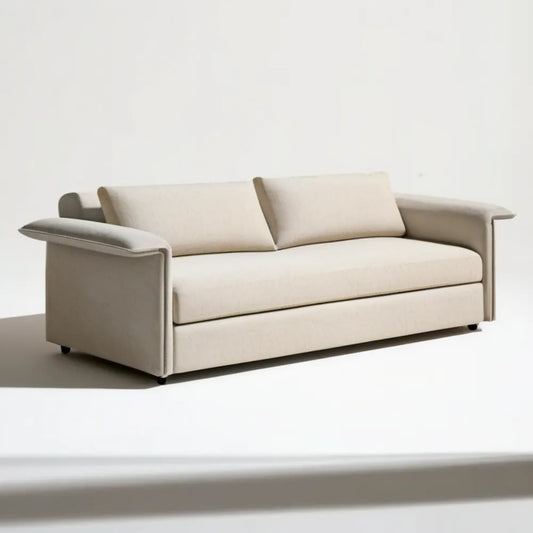 Trzyosobowa sofa tapicerowana kremowa 220 x 95 x 85 cm