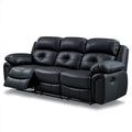 Czarna sofa 3-osobowa z ręczną funkcją relaksu, skóra syntetyczna PU, 210 x 95 x 100 cm