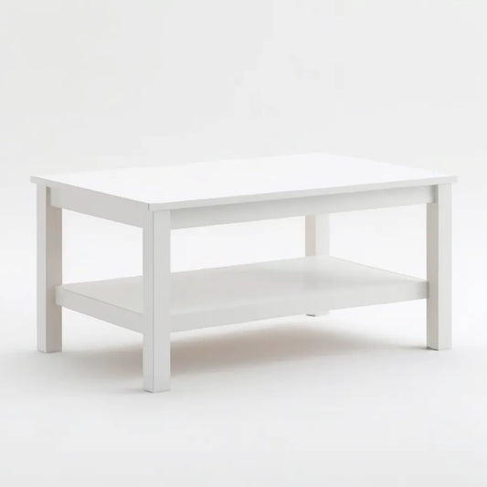 Biały prostokątny stolik z półką 90 x 55 x 45 cm