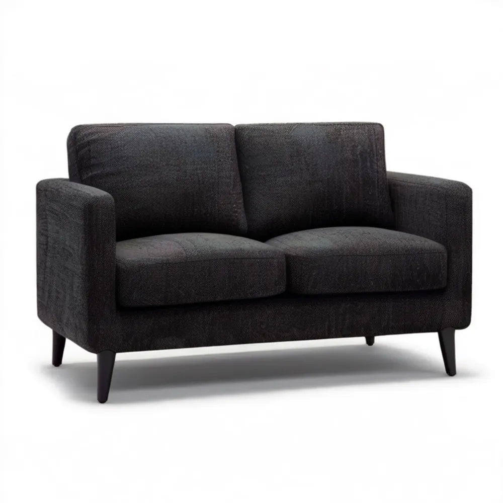 Czarna sofa 2-osobowa z tkaniny poliestrowej 140 x 82 x 84 cm