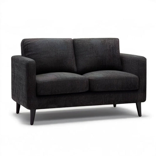 Czarna sofa 2-osobowa z tkaniny poliestrowej 140 x 82 x 84 cm