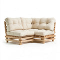 2-częściowa narożna sofa ogrodowa z litego drewna sosnowego, naturalna/beżowa, 140 x 70 x 70 cm