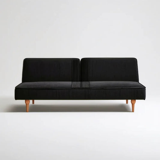 Czarna sofa trzyosobowa z tapicerką poliestrową i bukowymi nogami 200 x 85 x 85 cm