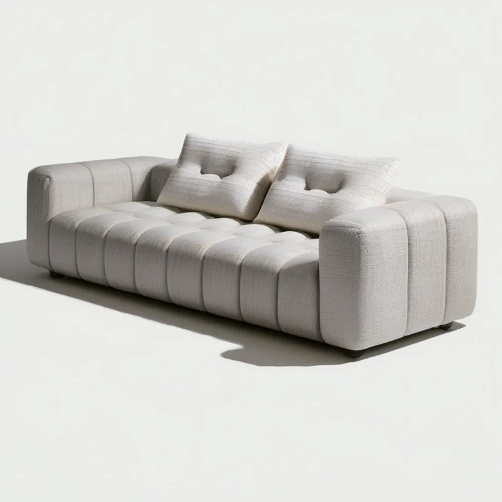 Kremowa sofa dwuosobowa z tkaniny szenilowej 200 x 100 x 75 cm