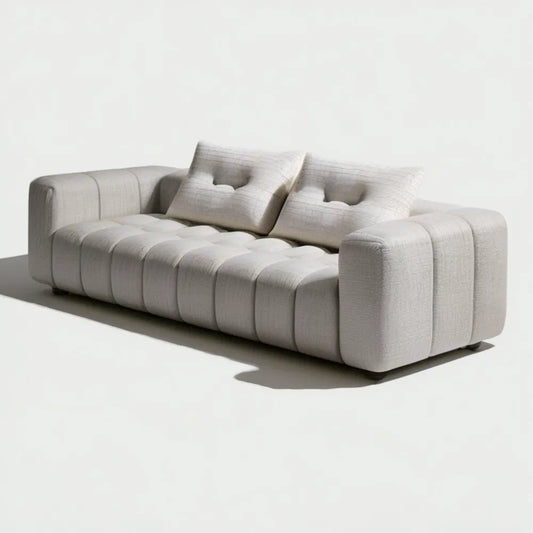 Kremowa sofa dwuosobowa z tkaniny szenilowej 200 x 100 x 75 cm